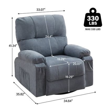 Fauteuil inclinable, fauteuil pivotant à 360 degrés, équipé d'un coussin moelleux et d'un dossier, fauteuil confortable