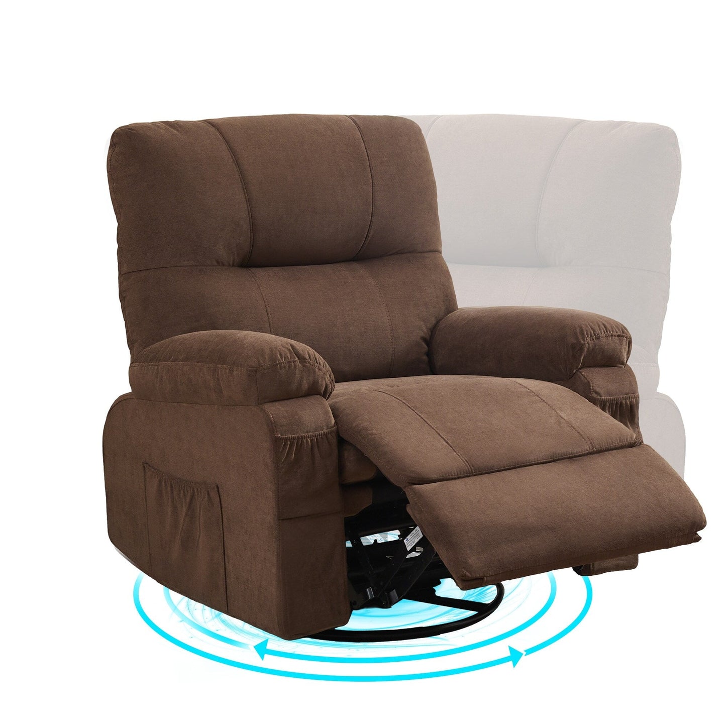 Fauteuil inclinable, fauteuil pivotant à 360 degrés, équipé d'un coussin moelleux et d'un dossier, fauteuil confortable