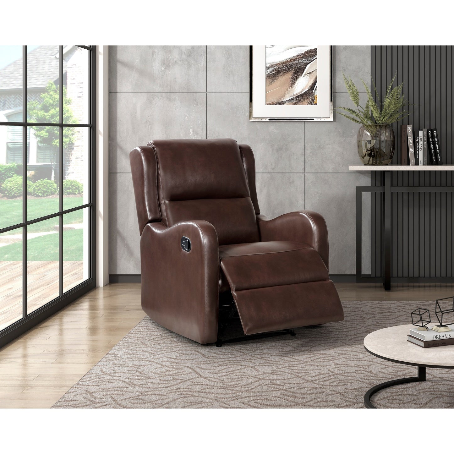 Fauteuil inclinable 1 pièce, assise confortable, rembourrage en similicuir, meubles de salon en bois massif