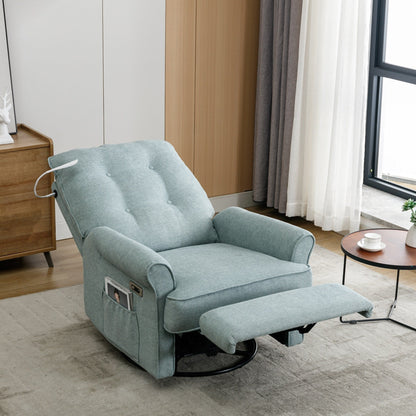 Fauteuil inclinable pivotant à 270 degrés avec port USB, poche latérale et lampe tactile