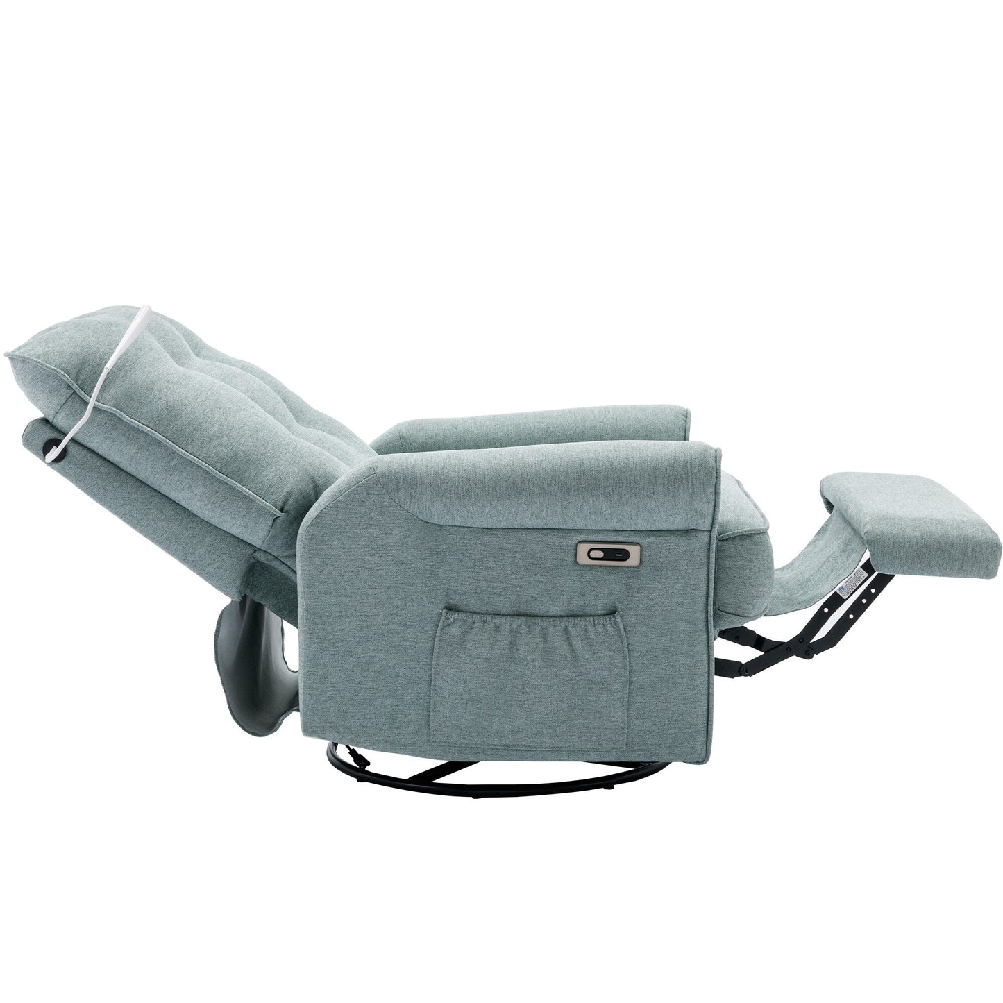 Fauteuil inclinable pivotant à 270 degrés avec port USB, poche latérale et lampe tactile