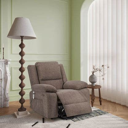 Fauteuil releveur inclinable avec massage, chauffage et poches pour télécommande