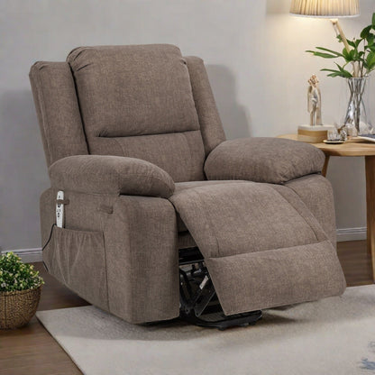 Fauteuil releveur inclinable avec massage, chauffage et poches pour télécommande