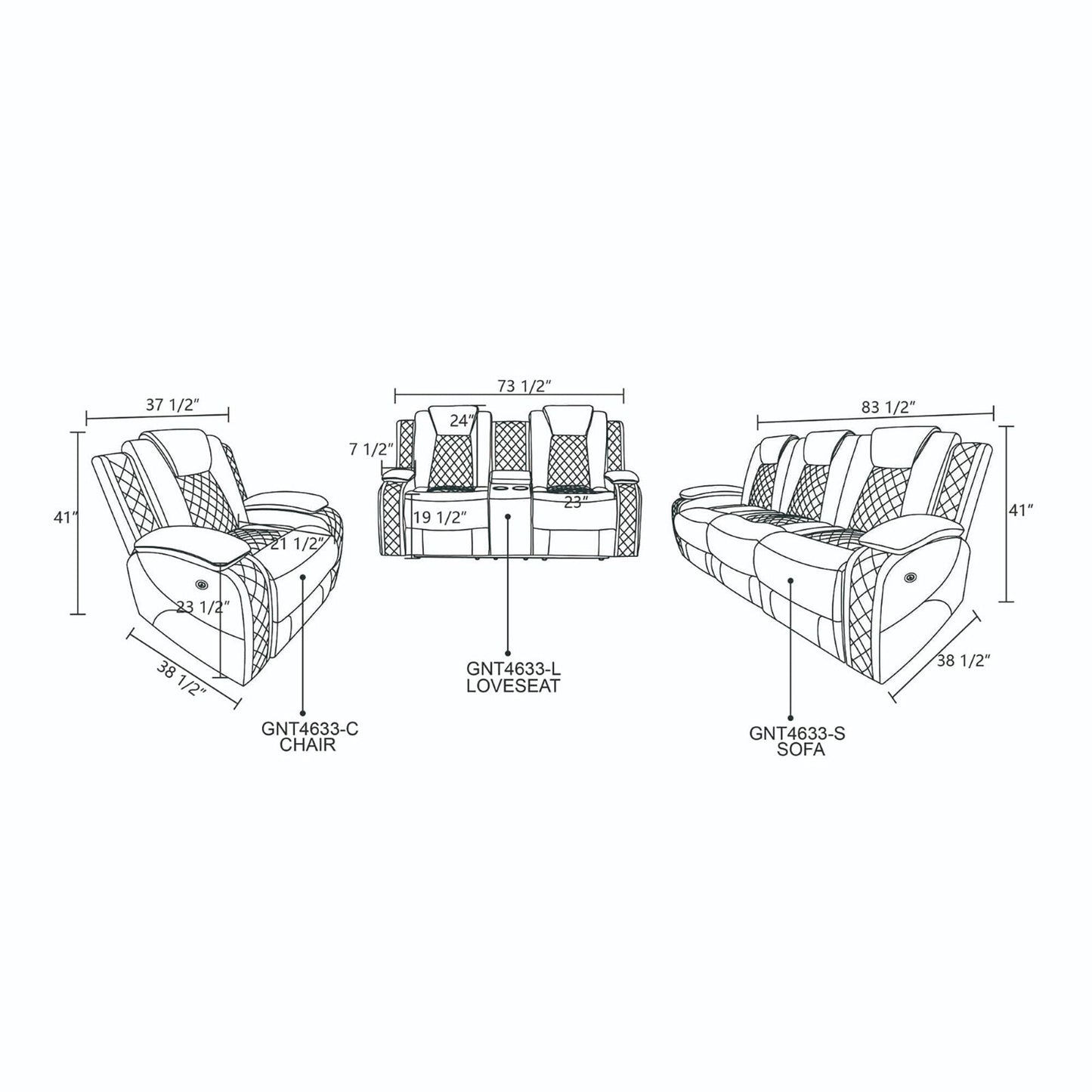 Fauteuil inclinable sectionnel en cuir respirant rouge pour salon
