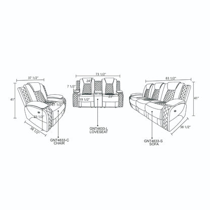 Fauteuil inclinable sectionnel en cuir respirant rouge pour salon