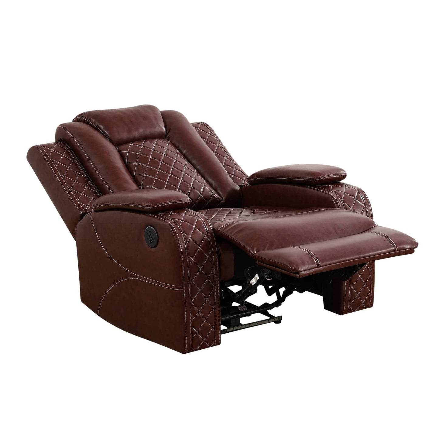 Fauteuil inclinable sectionnel en cuir respirant rouge pour salon