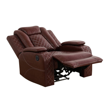 Fauteuil inclinable sectionnel en cuir respirant rouge pour salon