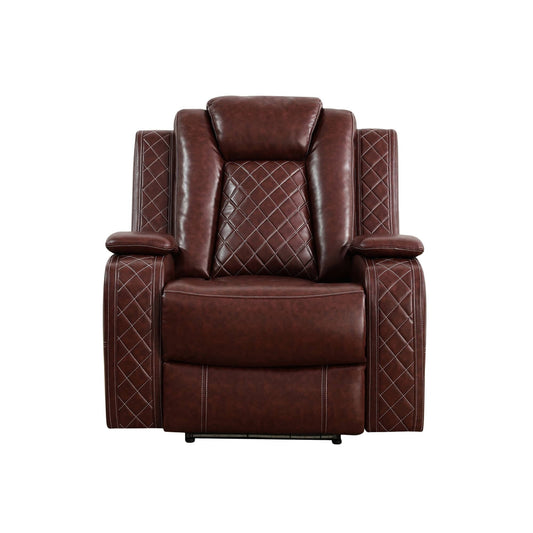 Fauteuil inclinable sectionnel en cuir respirant rouge pour salon