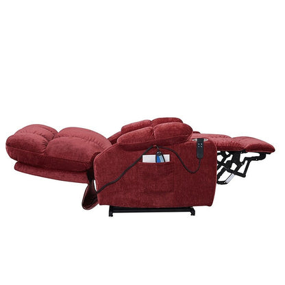Fauteuil inclinable rouge à double moteur OKIN pour personnes âgées avec chauffage, massage, inclinaison à 180° et dossier/repose-pieds réglable