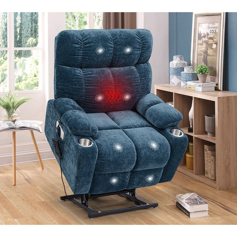 Fauteuil inclinable électrique OKIN rouge à double moteur avec dossier réglable, repose-pieds, chauffage et massage 8 points pour personnes âgées