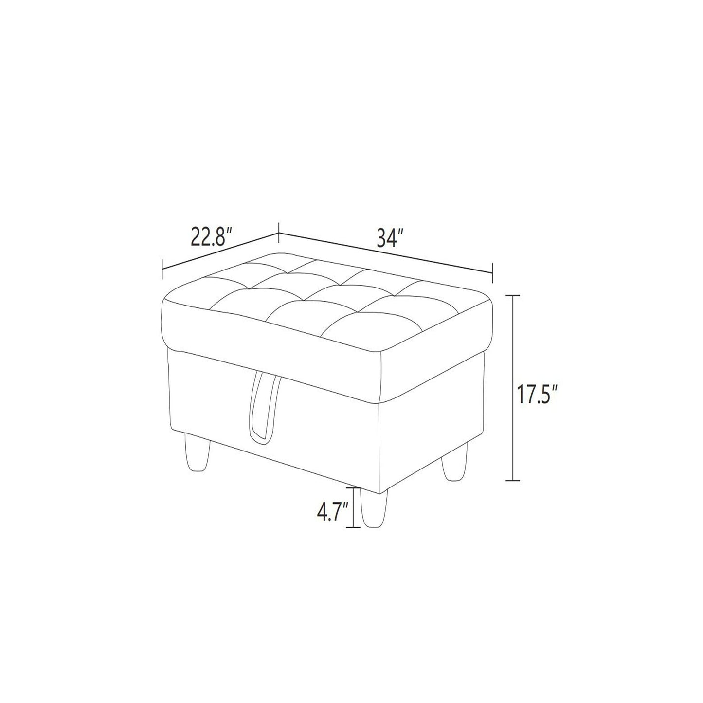 Pouf de rangement de salon en flanelle rouge et PVC