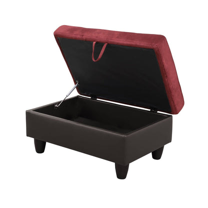 Pouf de rangement de salon en flanelle rouge et PVC