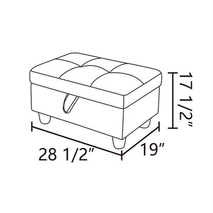 Pouf de rangement de salon en flanelle rouge et PVC