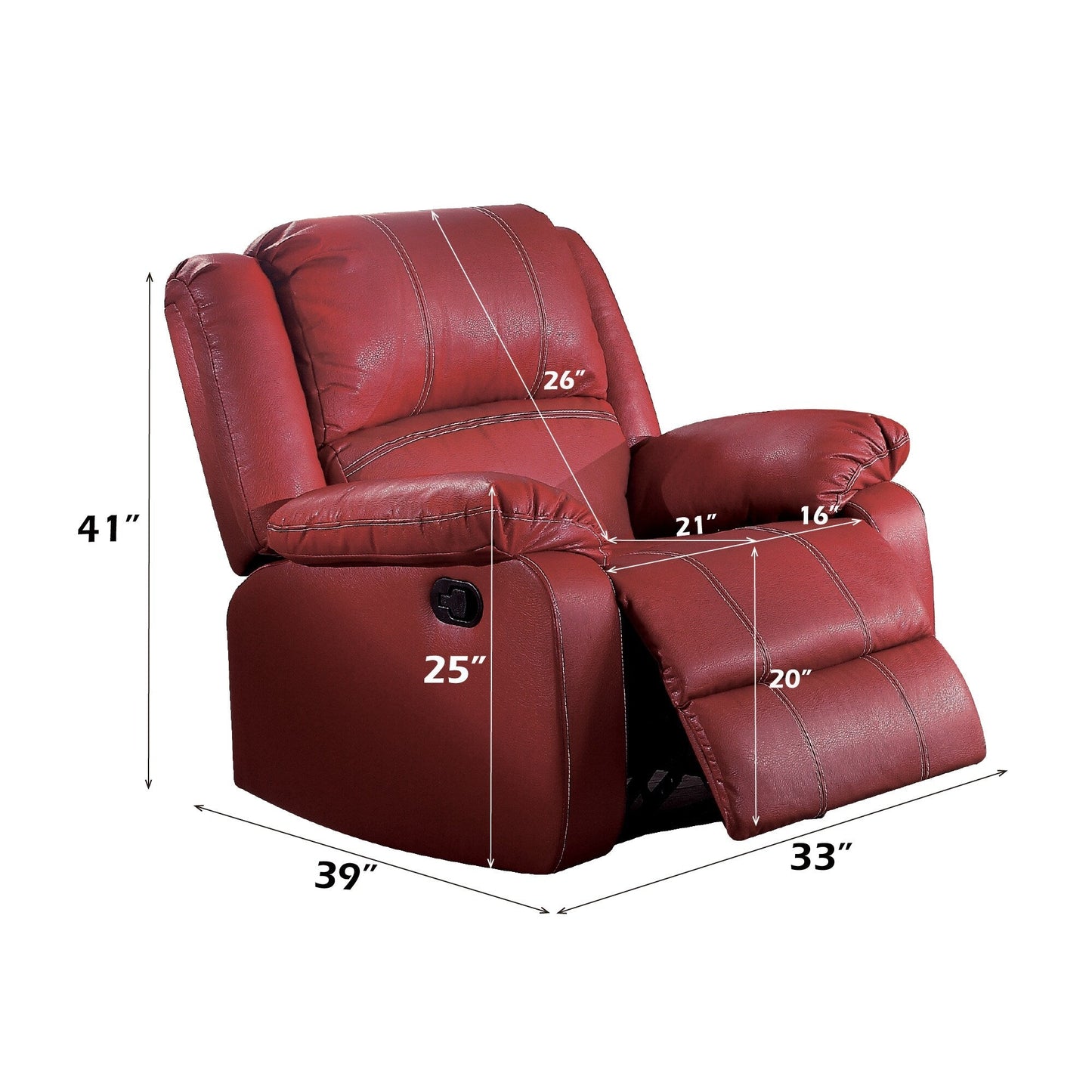 Fauteuil inclinable à bascule en cuir synthétique rouge