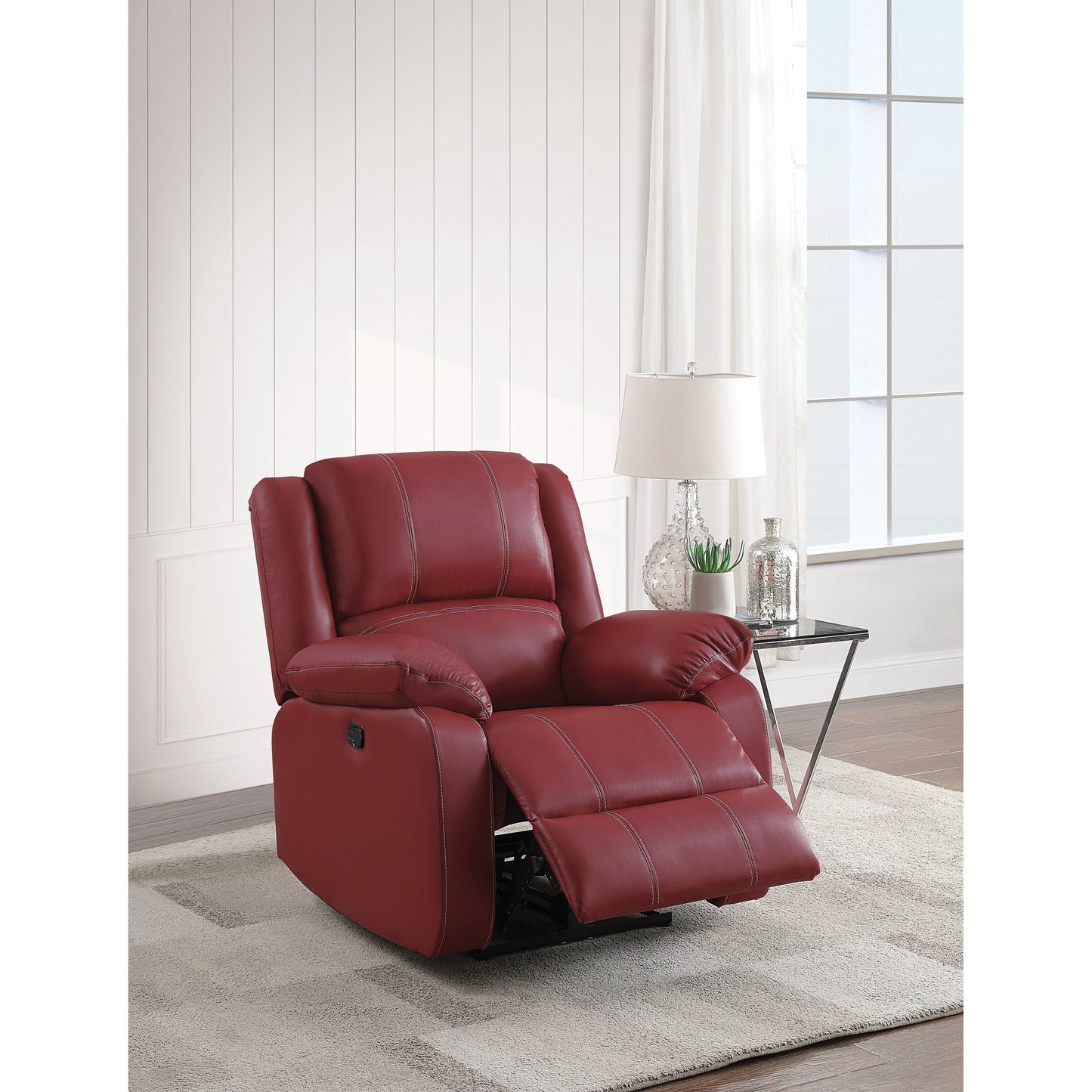 Fauteuil inclinable à bascule en cuir synthétique rouge
