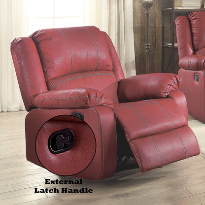 Fauteuil inclinable à bascule en cuir synthétique rouge