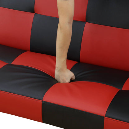 Canapé-lit de salon en similicuir rouge et noir
