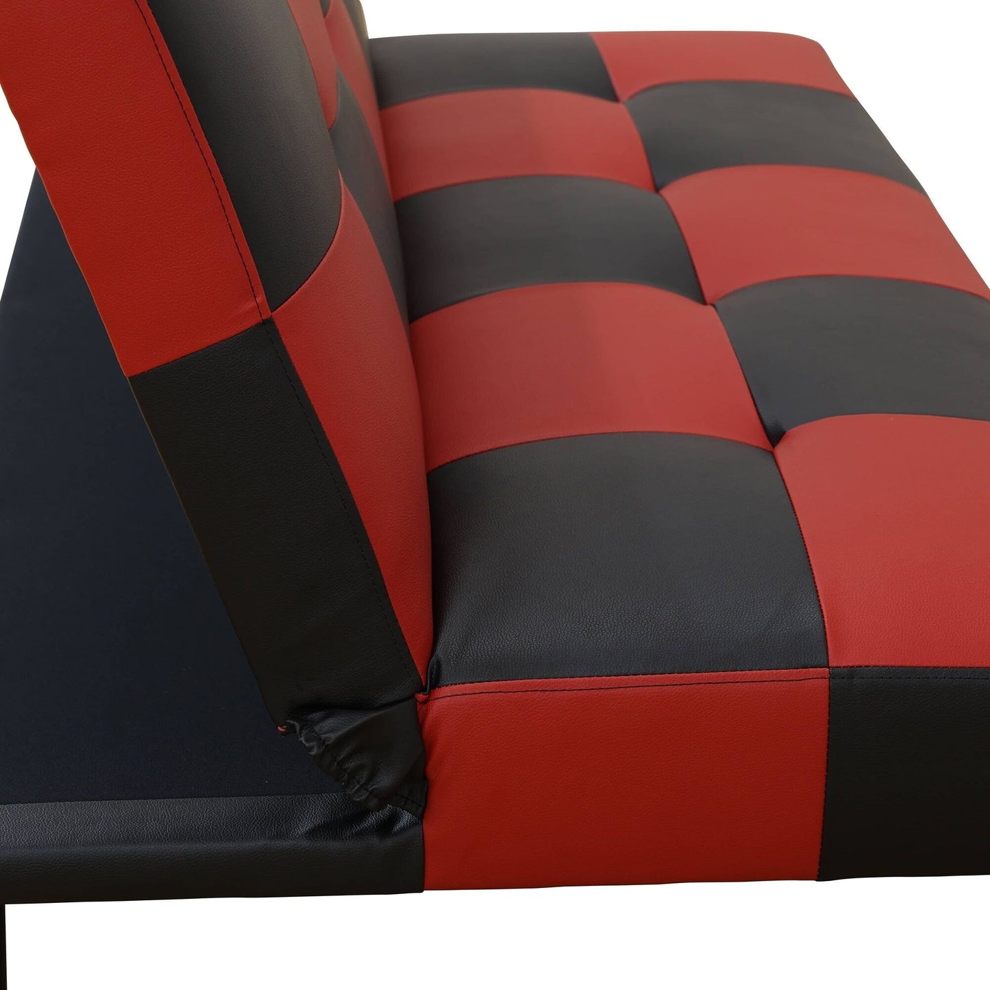 Canapé-lit de salon en similicuir rouge et noir