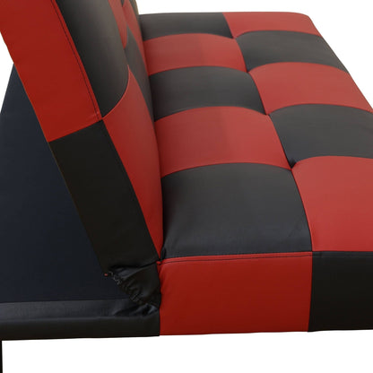 Canapé-lit de salon en similicuir rouge et noir