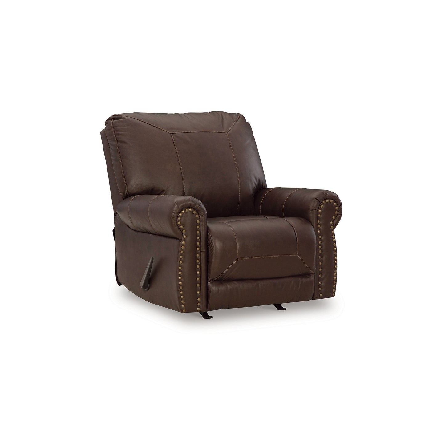 Fauteuil inclinable manuel Reeve, garniture cloutée, mélange de cuir marron foncé