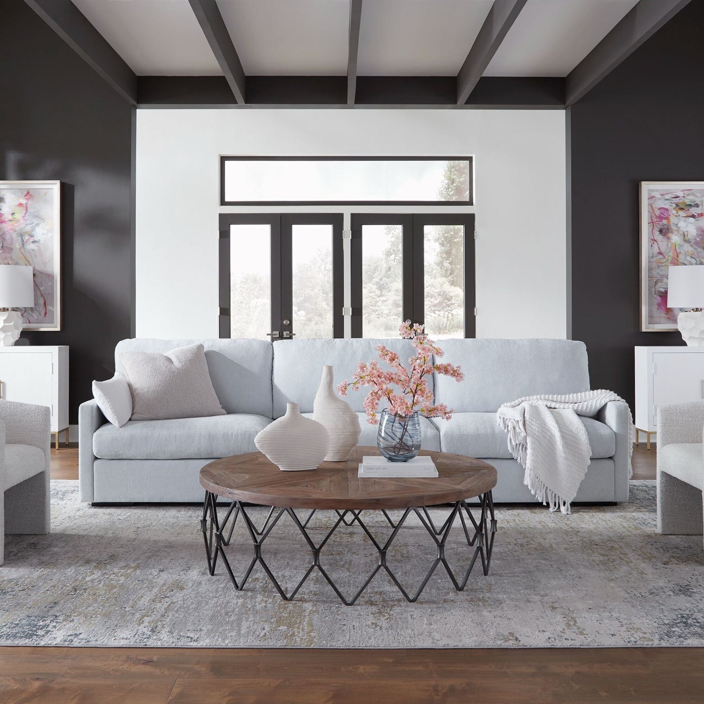 Siège modulaire Refuge Solid avec accoudoir gauche pour canapé sectionnel - 43,25 po - Bleu ciel