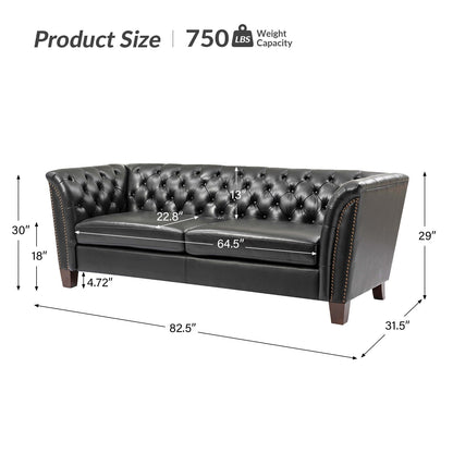 Canapé capitonné Regina 82,5 en cuir véritable pour salon par HULALA HOME