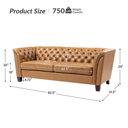 Canapé capitonné Regina 82,5 en cuir véritable pour salon par HULALA HOME