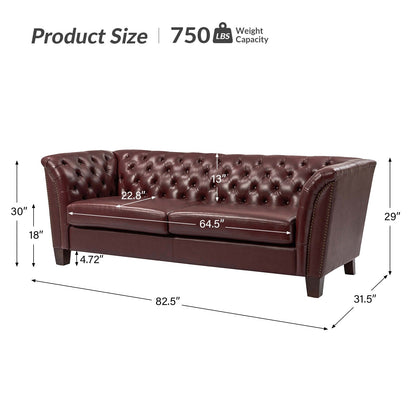 Canapé capitonné Regina 82,5 en cuir véritable pour salon par HULALA HOME