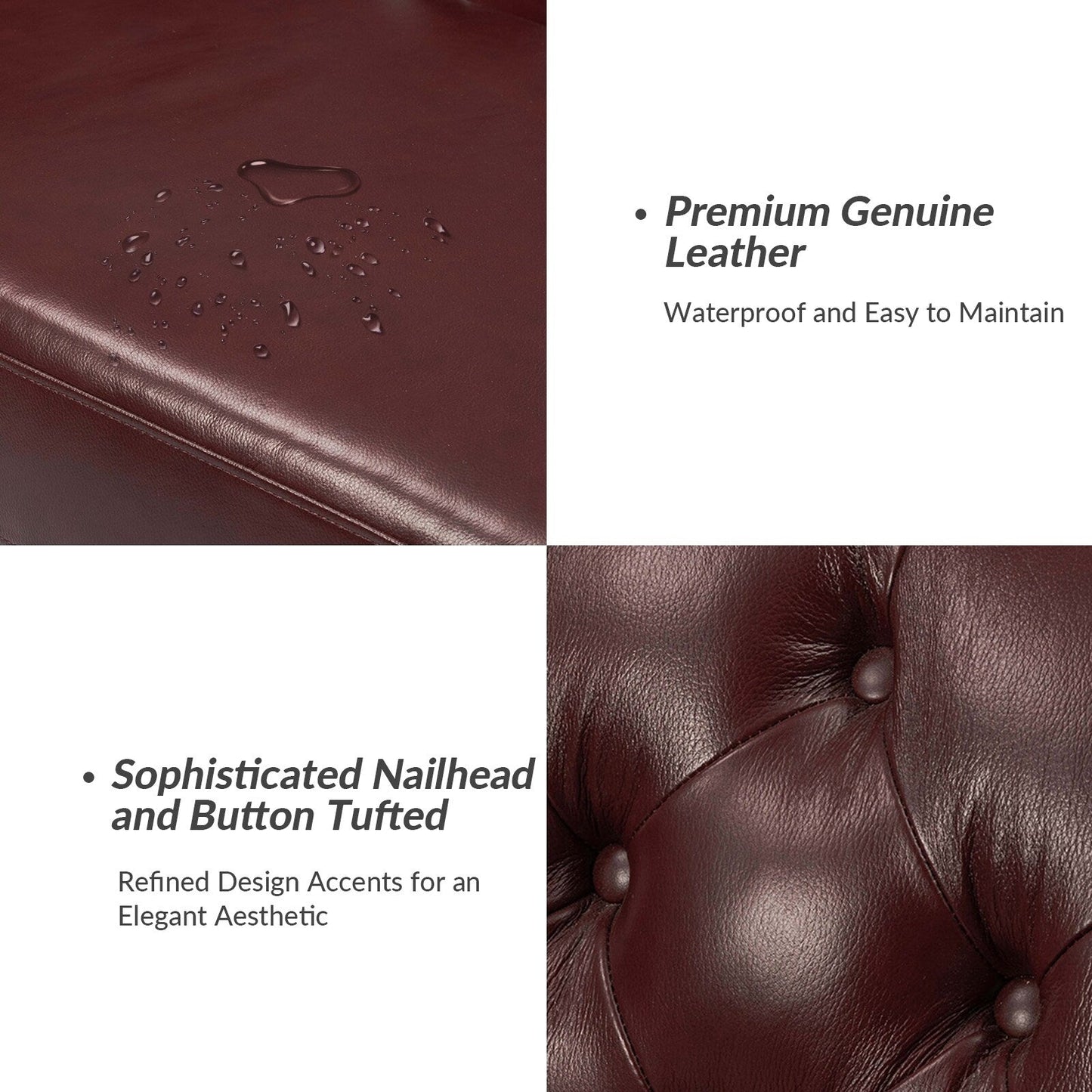 Canapé capitonné Regina 82,5 en cuir véritable pour salon par HULALA HOME