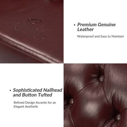 Canapé capitonné Regina 82,5 en cuir véritable pour salon par HULALA HOME