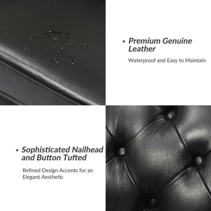 Canapé capitonné Regina 82,5 en cuir véritable pour salon par HULALA HOME