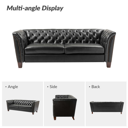 Canapé capitonné Regina 82,5 en cuir véritable pour salon par HULALA HOME