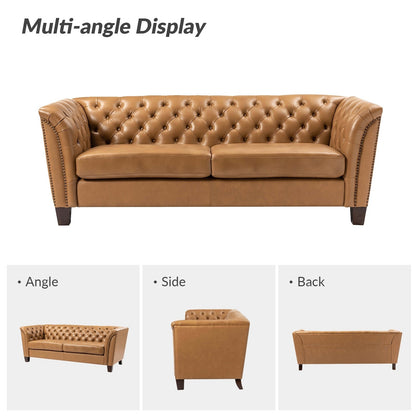 Canapé capitonné Regina 82,5 en cuir véritable pour salon par HULALA HOME