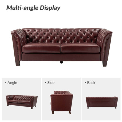 Canapé capitonné Regina 82,5 en cuir véritable pour salon par HULALA HOME