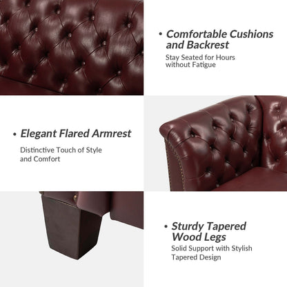 Canapé capitonné Regina 82,5 en cuir véritable pour salon par HULALA HOME