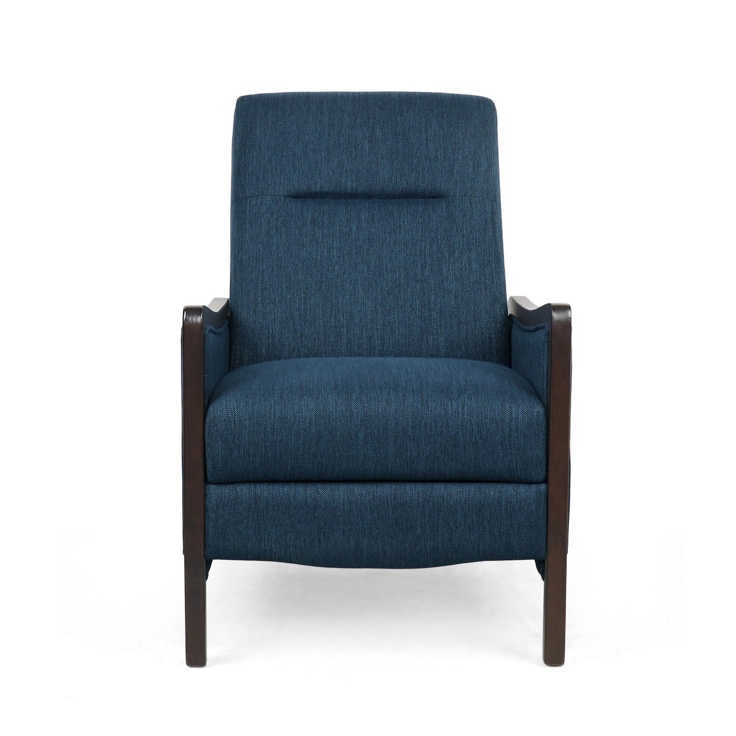 Fauteuil inclinable Reina Push Back, bouleau brun, tissu bleu marine