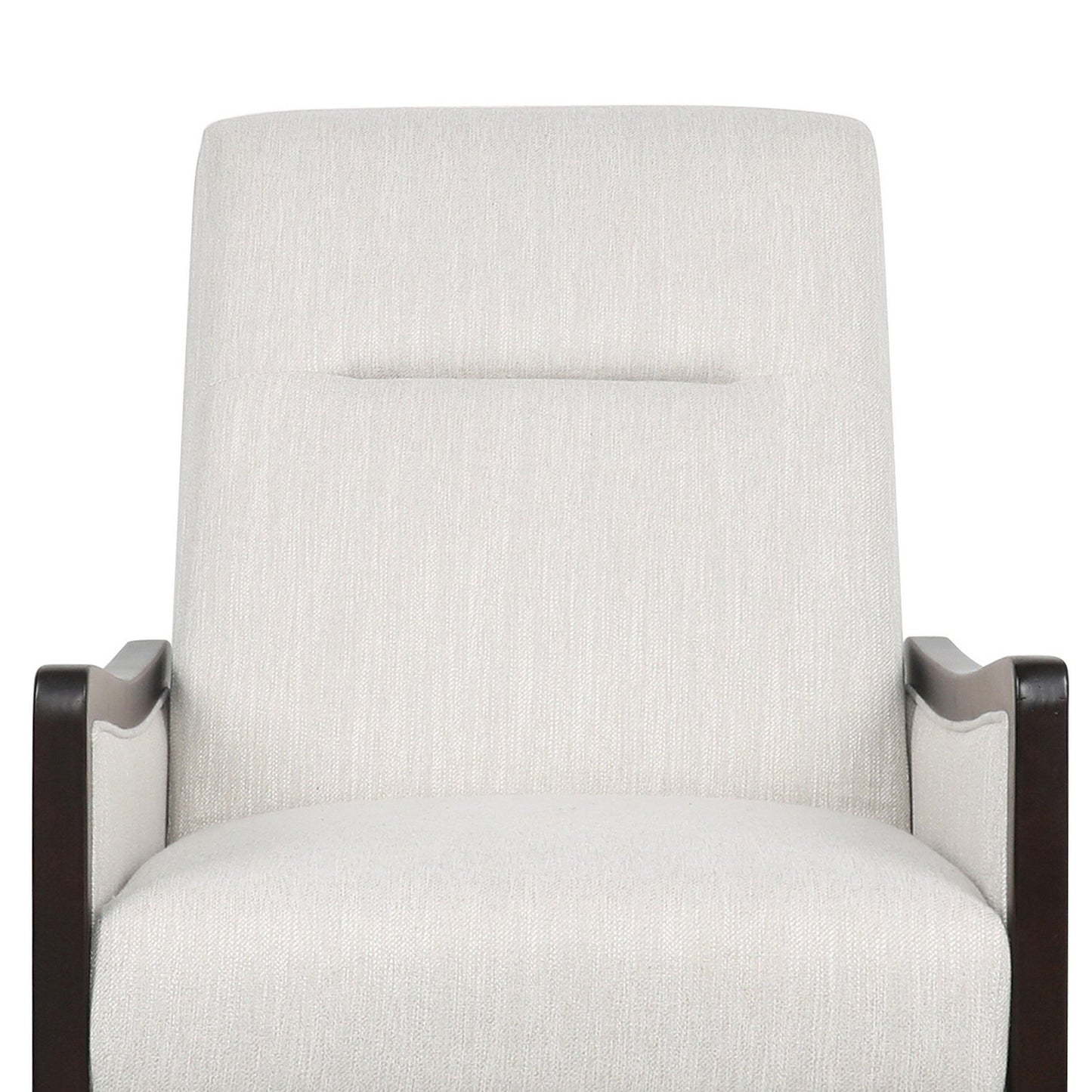 Fauteuil inclinable Reina avec dossier rabattable, bois de bouleau brun, tissu beige