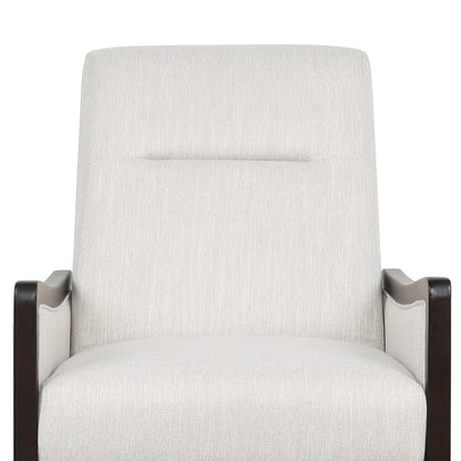 Fauteuil inclinable Reina avec dossier rabattable, bois de bouleau brun, tissu beige