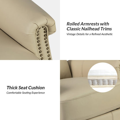 Fauteuil inclinable pivotant traditionnel Renato en cuir véritable avec base en métal, lot de 2 par HULALA HOME