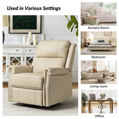 Fauteuil inclinable pivotant traditionnel Renato en cuir véritable avec base en métal, lot de 2 par HULALA HOME