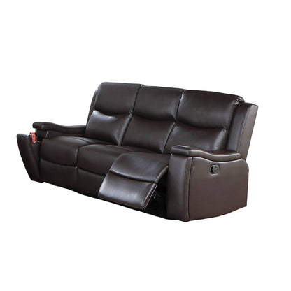 Canapé inclinable manuel Renna, porte-gobelet, similicuir marron, 80 pouces