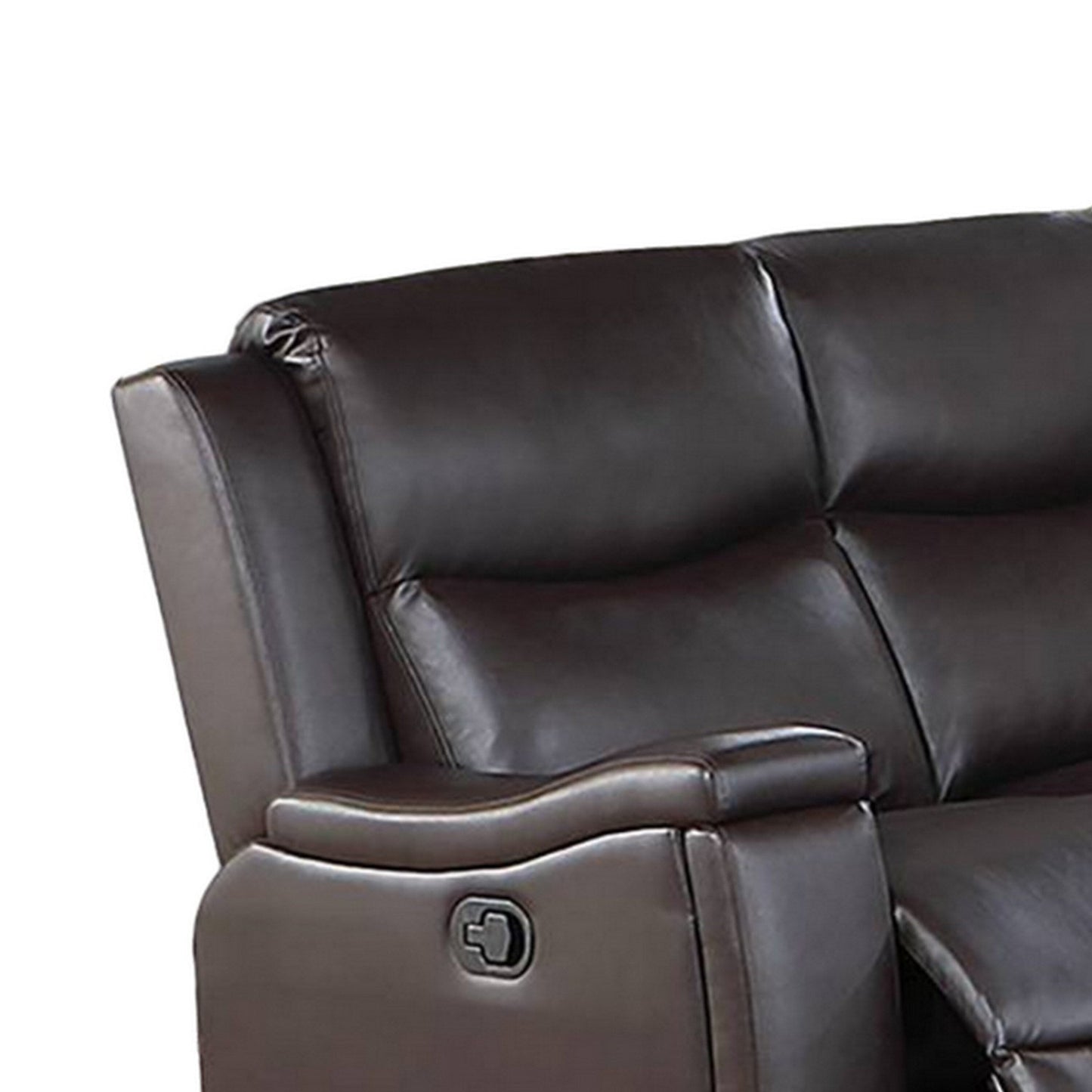 Canapé inclinable manuel Renna, porte-gobelet, similicuir marron, 80 pouces