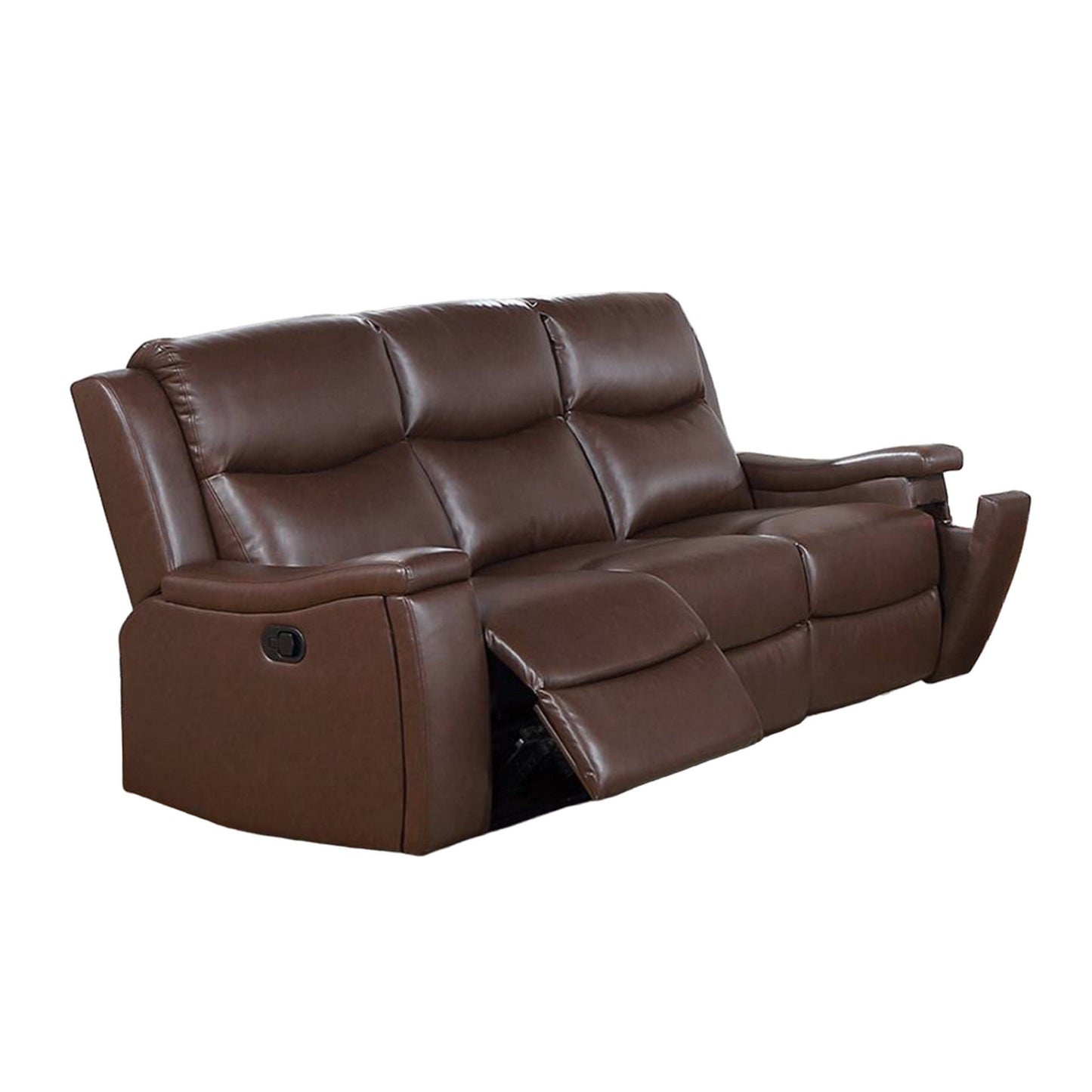 Canapé inclinable manuel Renna, porte-gobelet, similicuir marron camel 80 po