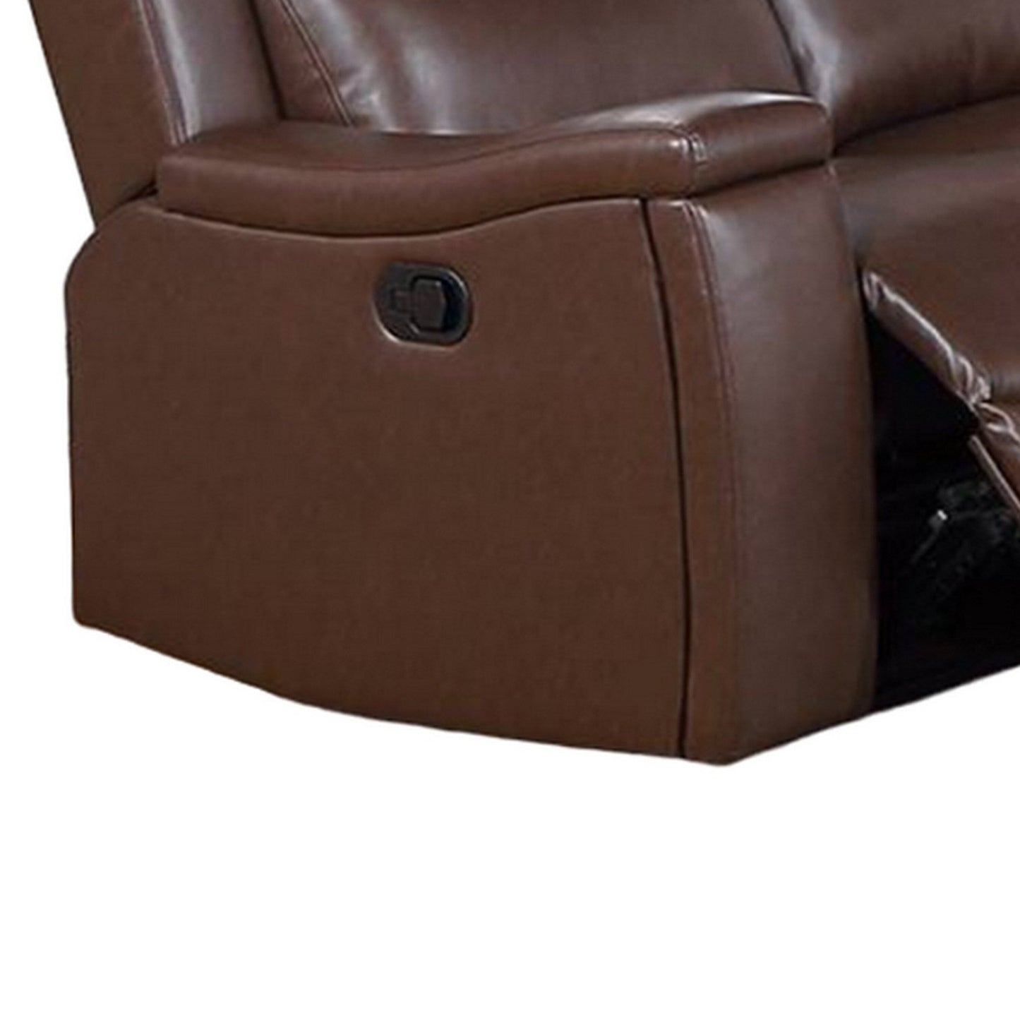 Canapé inclinable manuel Renna, porte-gobelet, similicuir marron camel 80 po