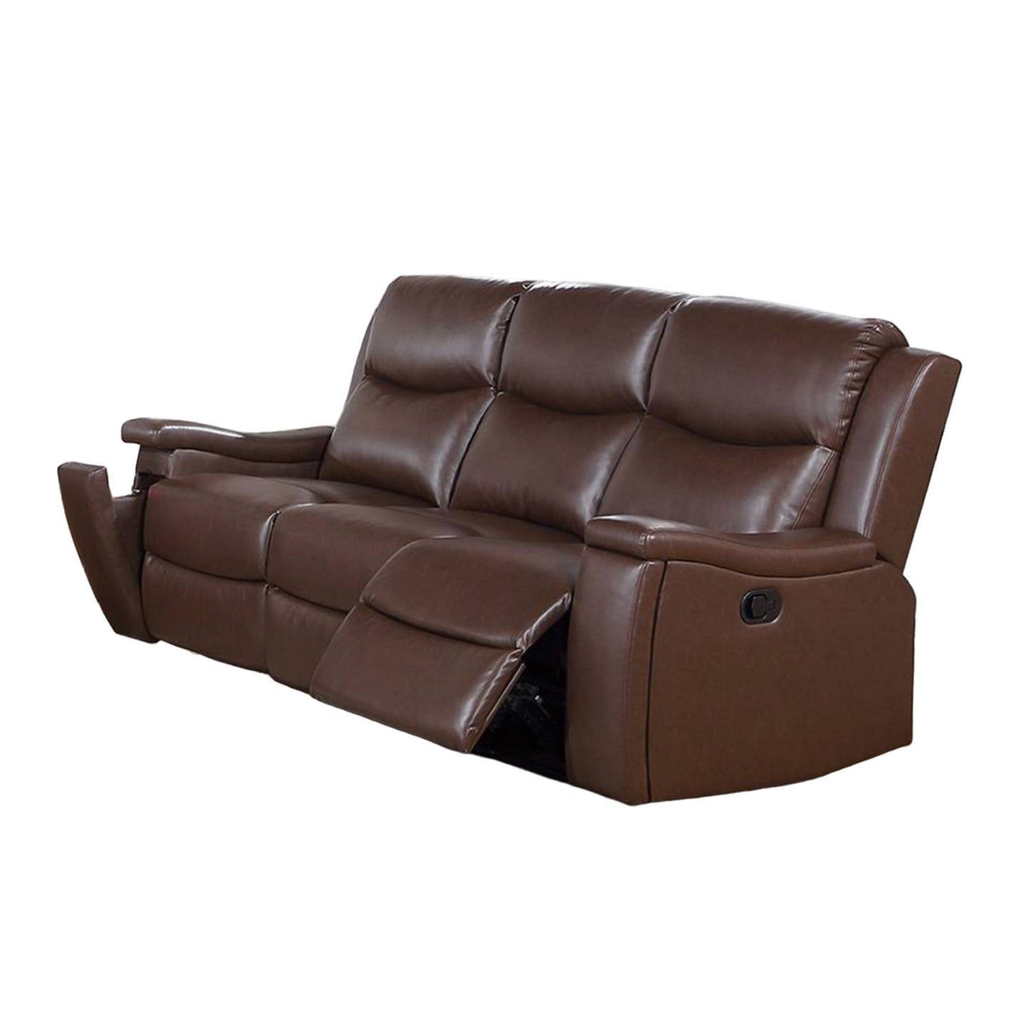 Canapé inclinable manuel Renna, porte-gobelet, similicuir marron camel 80 po