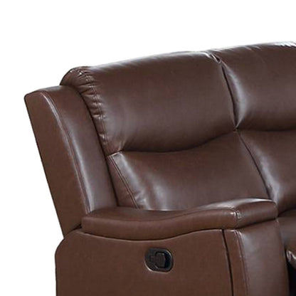 Canapé inclinable manuel Renna, porte-gobelet, similicuir marron camel 80 po