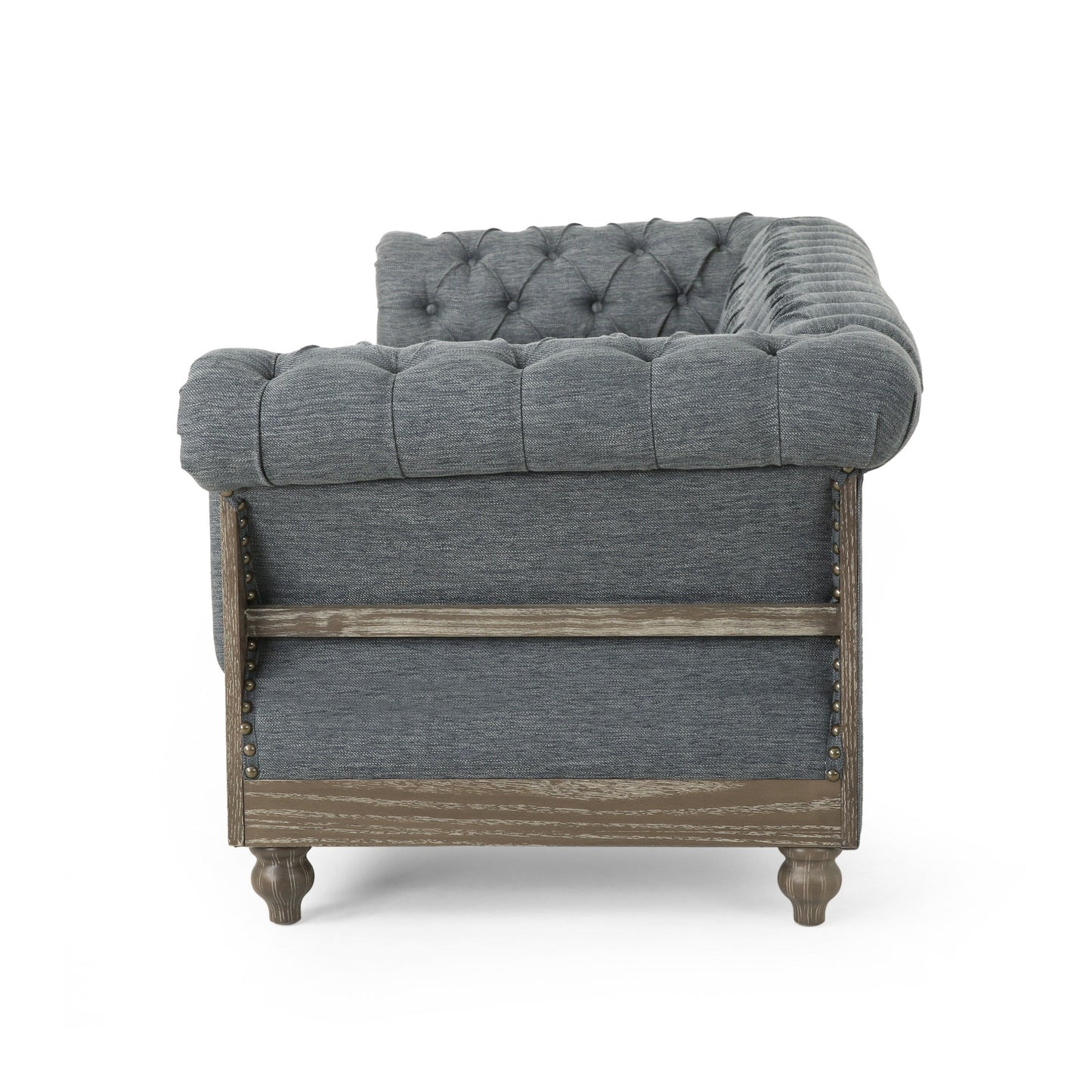 Canapé Chesterfield 3 places capitonné à boutons de style rétro 85,5 avec pieds en bois pour le salon