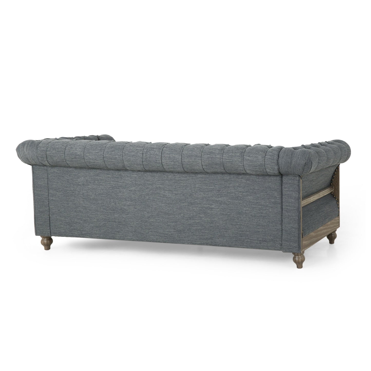 Canapé Chesterfield 3 places capitonné à boutons de style rétro 85,5 avec pieds en bois pour le salon