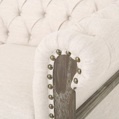 Canapé Chesterfield 3 places capitonné à boutons de style rétro 85,5 avec pieds en bois pour le salon