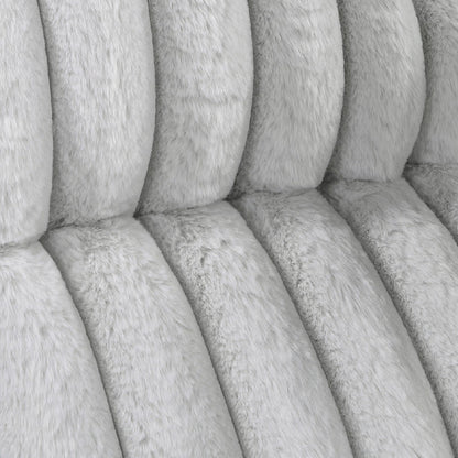 Canapé inclinable manuel double Rexy, velours côtelé gris clair texturé, 95 pouces